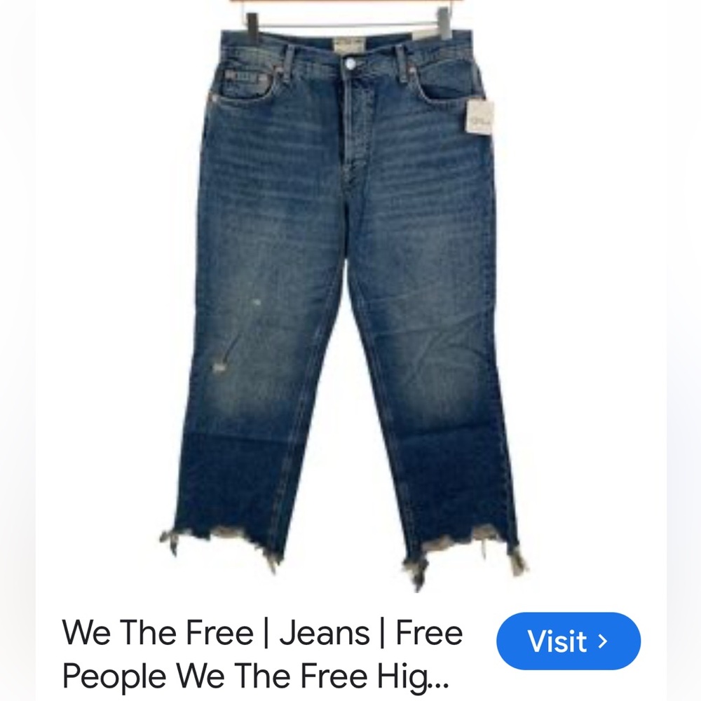 We The Free Distressed Blue Cropped Jeans
